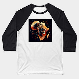 Africa silhouette lion savannah abstract style Baseball T-Shirt